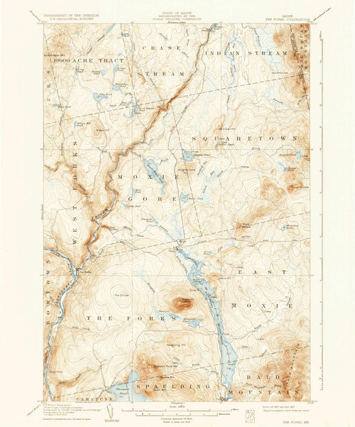 The Forks, Maine 1907 (1937) USGS Old Topo Map Reprint 15x15 ME Quad 460956