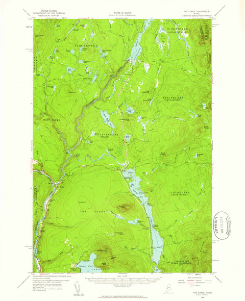 The Forks, Maine 1956 (1961) USGS Old Topo Map Reprint 15x15 ME Quad 460958