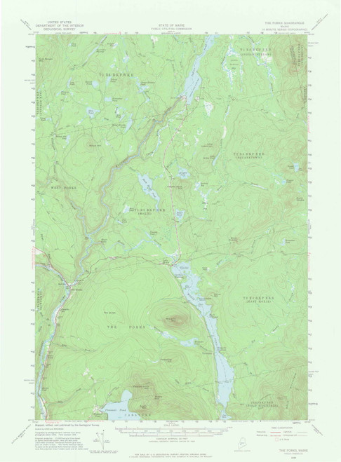 The Forks, Maine 1956 (1981) USGS Old Topo Map Reprint 15x15 ME Quad 306812