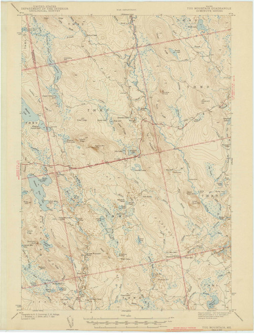 Tug Mountain, Maine 1943 (1943) USGS Old Topo Map Reprint 15x15 ME Quad 306817