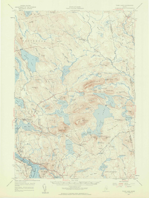 Tunk Lake, Maine 1957 (1959) USGS Old Topo Map Reprint 15x15 ME Quad 306820