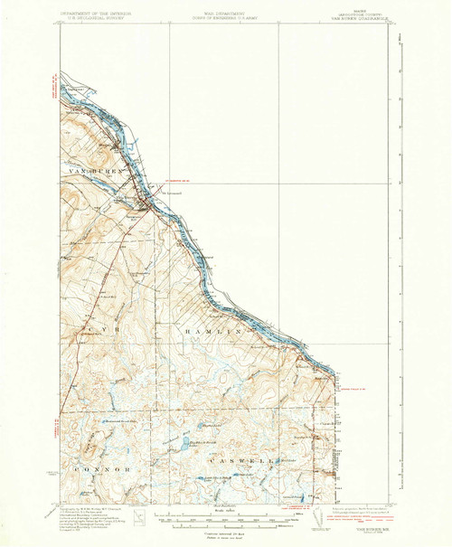Van Buren, Maine 1934 (1934) USGS Old Topo Map Reprint 15x15 ME Quad 460980