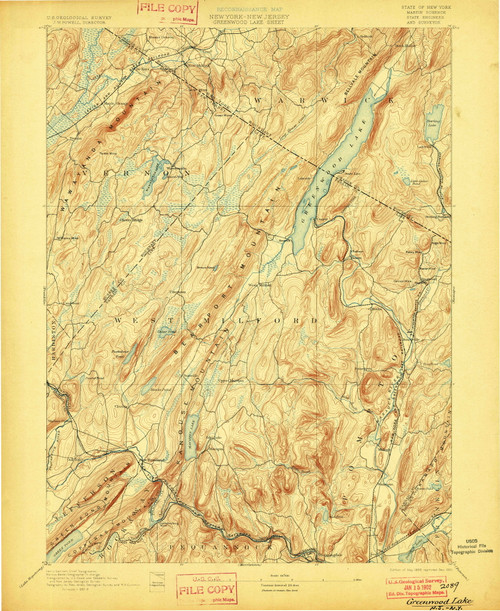 Greenwood Lake, New Jersey 1893 (1901) USGS Old Topo Map 15x15 NJ Quad