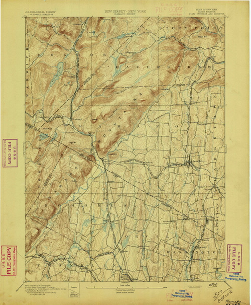 Ramapo, New Jersey 1893 A USGS Old Topo Map 15x15 NJ Quad
