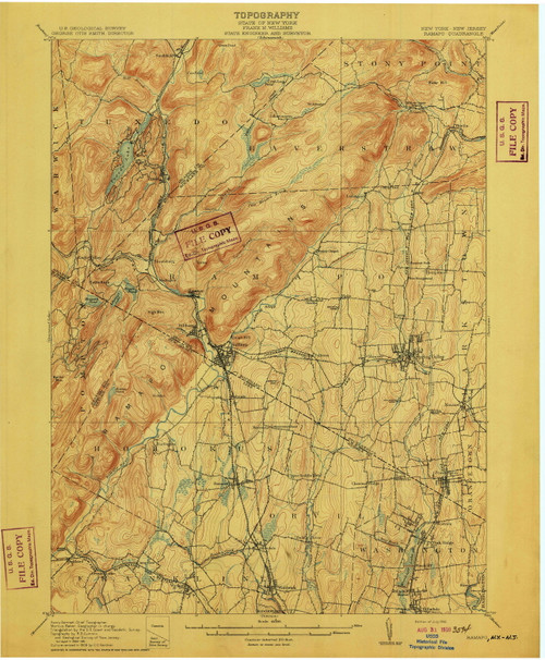 Ramapo, New Jersey 1910 USGS Old Topo Map 15x15 NJ Quad