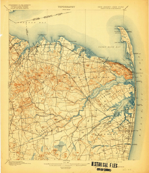 Sandy Hook, New Jersey 1901 (1919) USGS Old Topo Map 15x15 NJ Quad