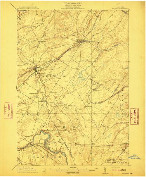 Antwerp, NY 1911 (1911) USGS Old Topo Map 15x15 NY Quad