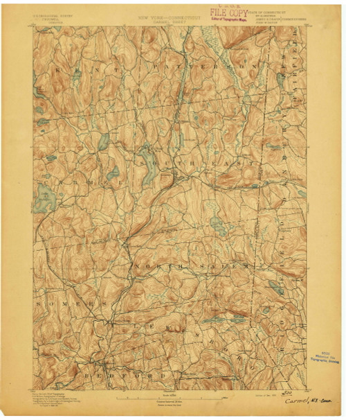 Carmel, NY 1892 (1892) USGS Old Topo Map 15x15 NY Quad