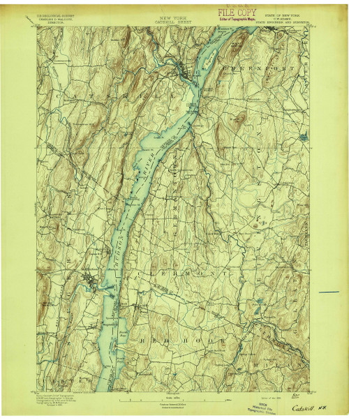 Catskill, NY 1895 (1895) USGS Old Topo Map 15x15 NY Quad