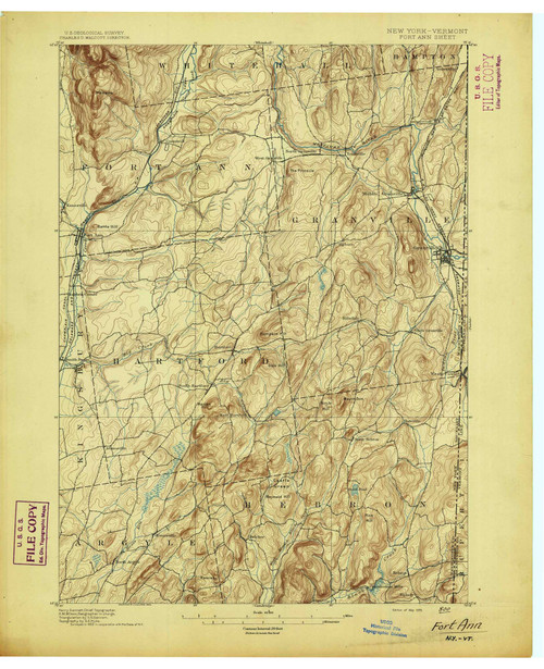 Fort Ann, NY 1895 (1895) USGS Old Topo Map 15x15 NY Quad