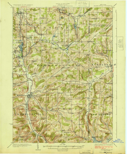 Franklinville, NY 1924 (1924) USGS Old Topo Map 15x15 NY Quad