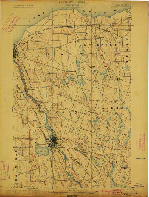Fulton, NY 1900 (1900) USGS Old Topo Map 15x15 NY Quad