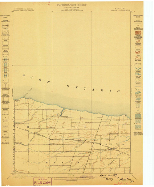 Hamlin, NY 1899 (1899) USGS Old Topo Map 15x15 NY Quad