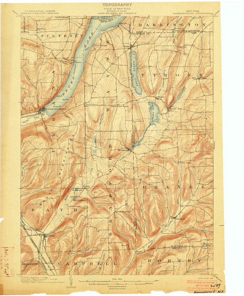Hammondsport, NY 1903 (1903) USGS Old Topo Map 15x15 NY Quad