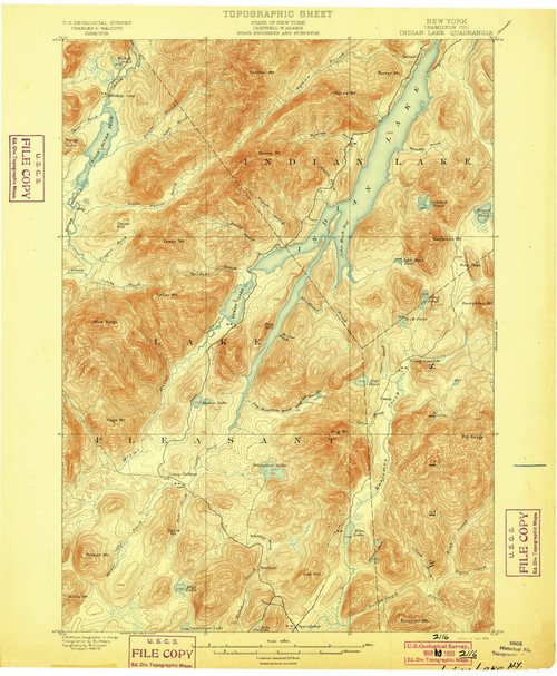 Indian Lake, NY 1899 (1899) USGS Old Topo Map 15x15 NY Quad