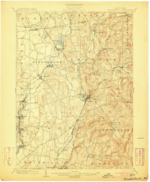 Kinderhook, NY 1903 (1903) USGS Old Topo Map 15x15 NY Quad