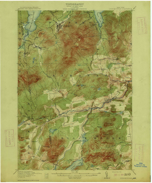 Lyon Mountain, NY 1913 (1913) USGS Old Topo Map 15x15 NY Quad