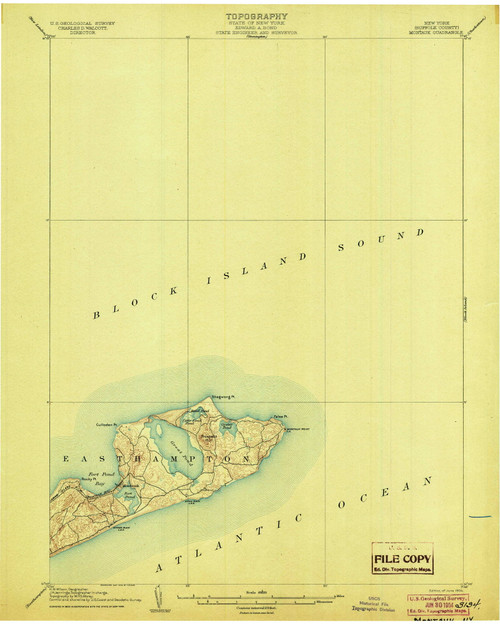 Montauk, NY 1904 (1904) USGS Old Topo Map 15x15 NY Quad