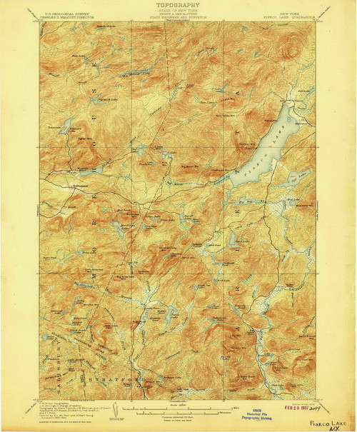 Piseco Lake, NY 1906 (1906) USGS Old Topo Map 15x15 NY Quad