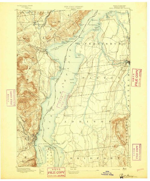 Port Henry, NY 1894 (1894) USGS Old Topo Map 15x15 NY Quad