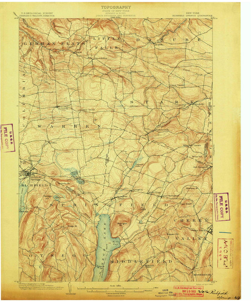 Richfield Springs, NY 1903 (1903) USGS Old Topo Map 15x15 NY Quad