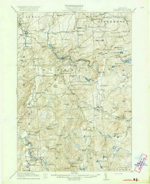 Russell, NY 1918 (1918) USGS Old Topo Map 15x15 NY Quad