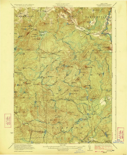 Stark, NY 1923 (1923) USGS Old Topo Map 15x15 NY Quad