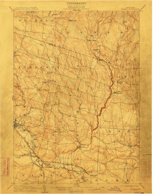 Taberg, NY 1905 (1912) USGS Old Topo Map 15x15 NY Quad