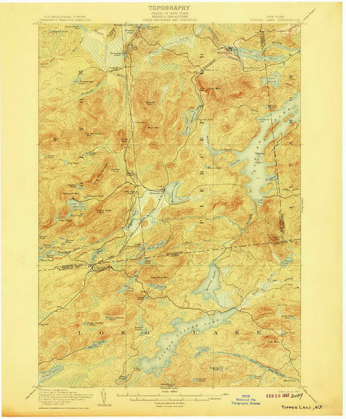 Tupper Lake, NY 1907 (1907) USGS Old Topo Map 15x15 NY Quad