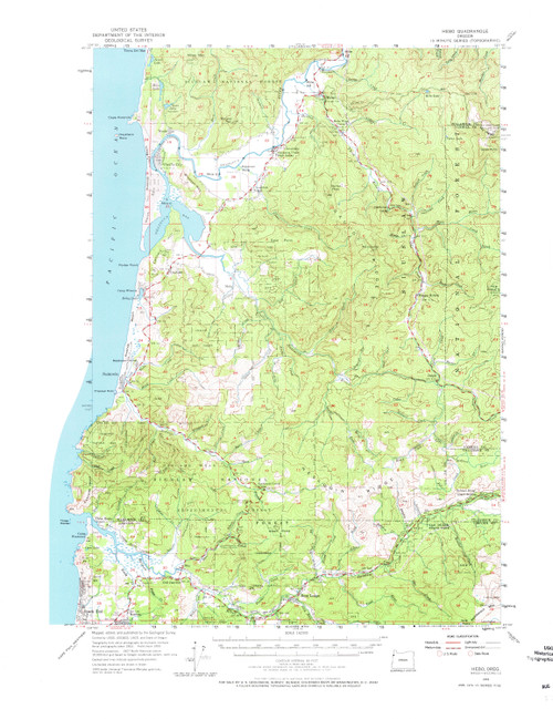 Hebo, Oregon 1955 (1973) USGS Old Topo Map 15x15 OR Quad
