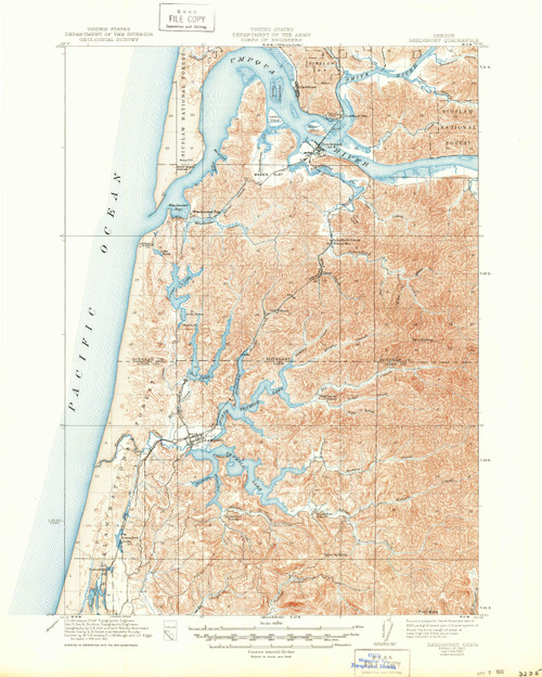 Reedsport, Oregon 1923 (1950) USGS Old Topo Map 15x15 OR Quad