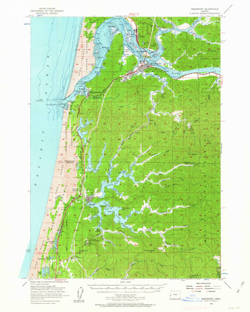 Reedsport, Oregon 1956 (1963) USGS Old Topo Map 15x15 OR Quad