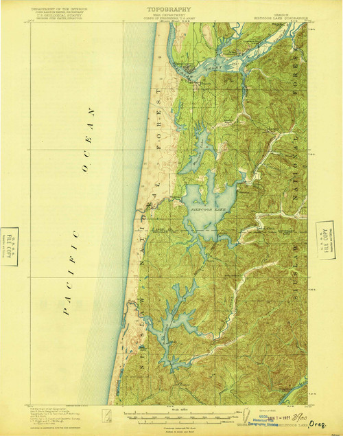 Siltcoos Lake, Oregon 1920 (1920) USGS Old Topo Map 15x15 OR Quad