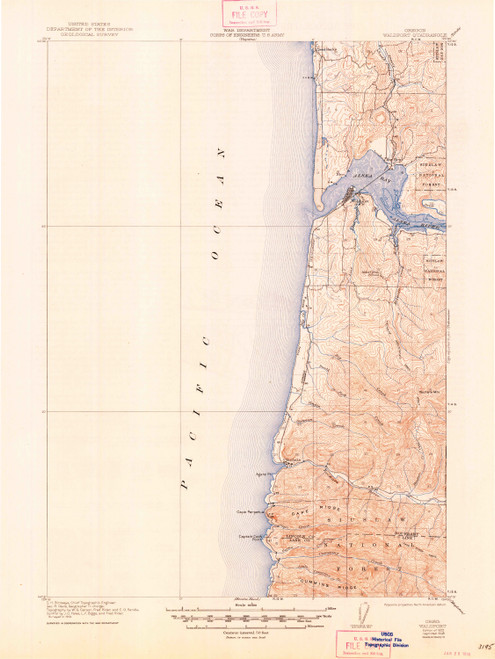 Waldport, Oregon 1922 (1948) USGS Old Topo Map 15x15 OR Quad