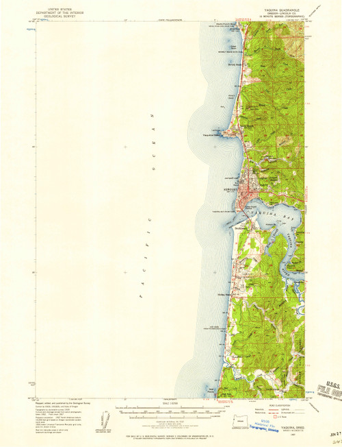 Yaquina, Oregon 1957 (1958a) USGS Old Topo Map 15x15 OR Quad