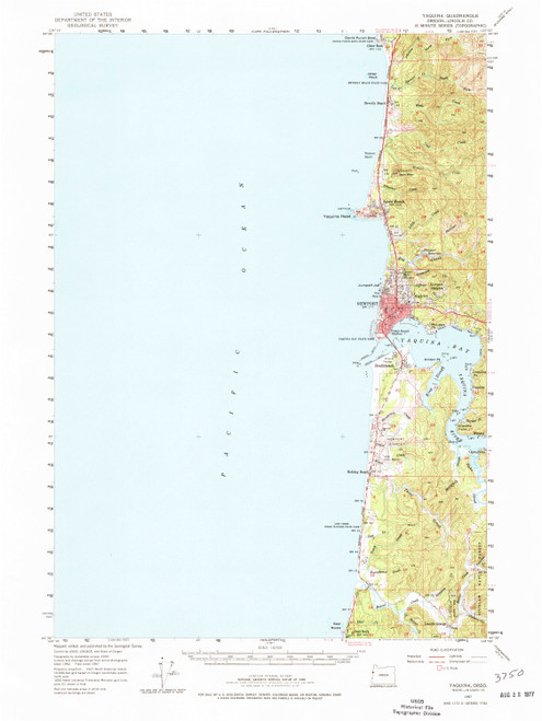 Yaquina, Oregon 1957 (1977a) USGS Old Topo Map 15x15 OR Quad