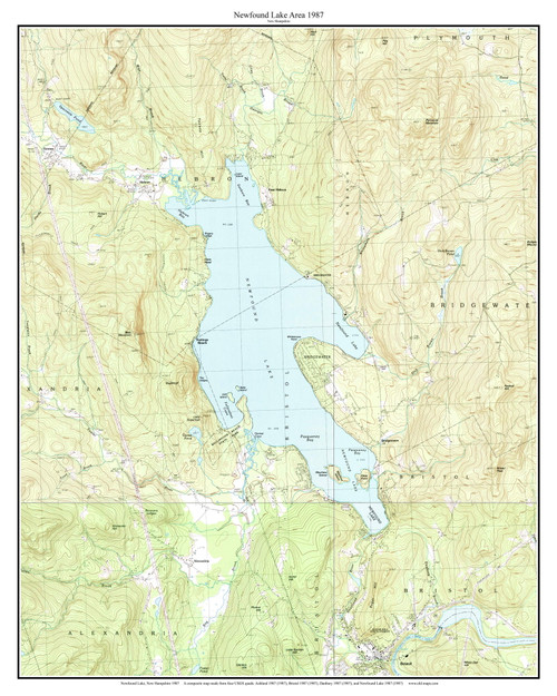 Newfound Lake Area 1987 - Custom USGS Old Topo Map - New Hampshire