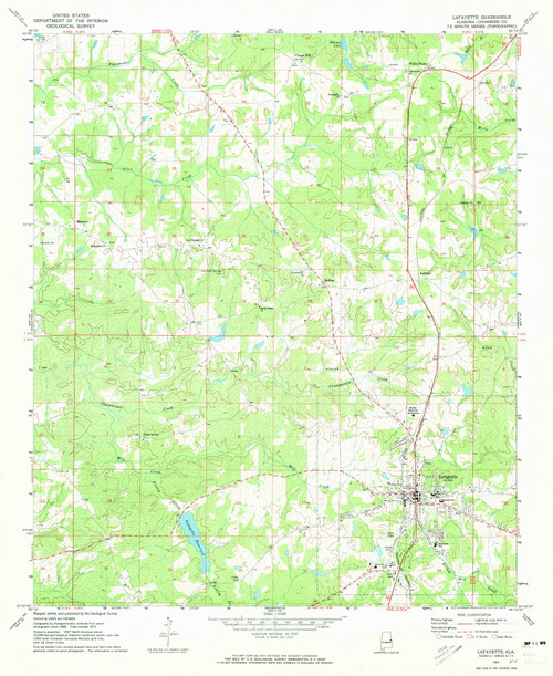 Lafayette, Alabama 1971 (1973) USGS Old Topo Map Reprint 7x7 AL Quad 304351
