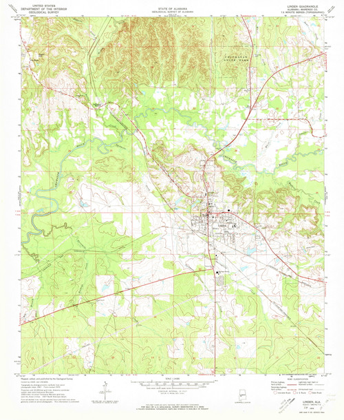 Linden, Alabama 1970 (1973) USGS Old Topo Map Reprint 7x7 AL Quad 304420