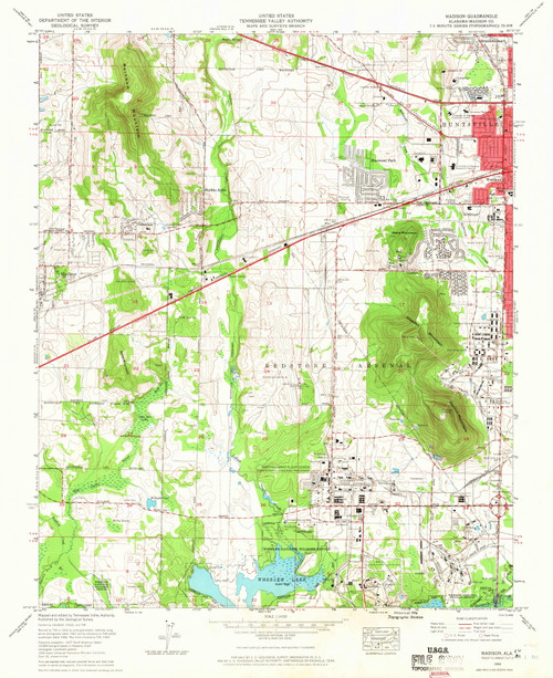 Madison, Alabama 1964 (1966) USGS Old Topo Map Reprint 7x7 AL Quad 304461