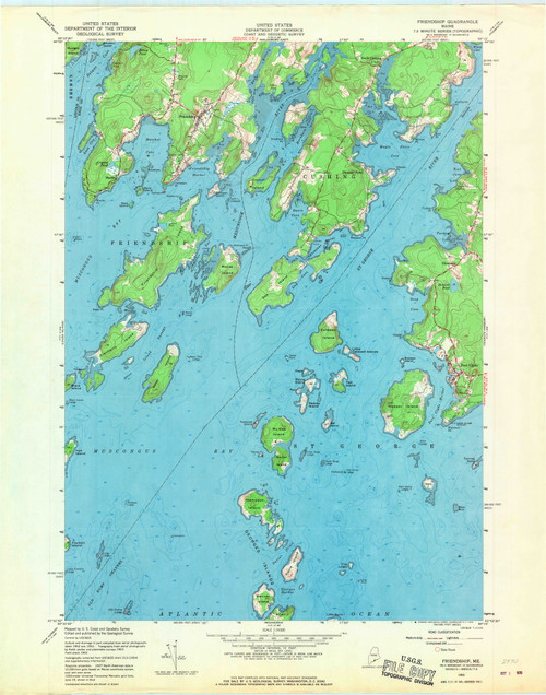 Friendship, Maine 1955 (1970) USGS Old Topo Map Reprint 7x7 ME Quad 806713