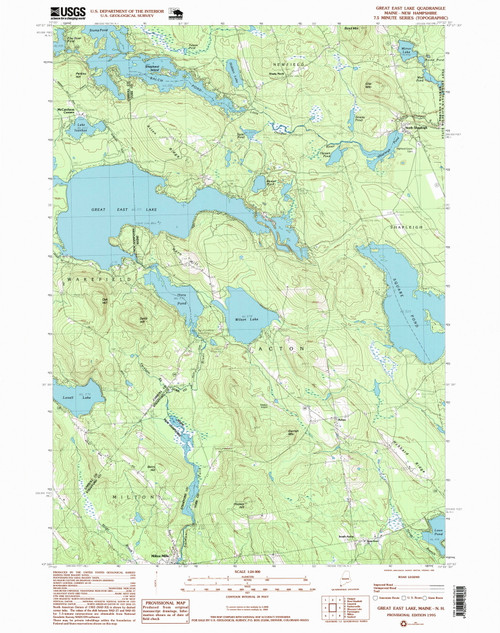Great East Lake, Maine 1995 (1999) USGS Old Topo Map Reprint 7x7 ME Quad 105168