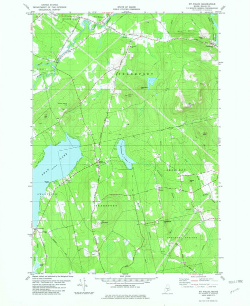 Mount Waldo, Maine 1982 () USGS Old Topo Map Reprint 7x7 ME Quad 460644