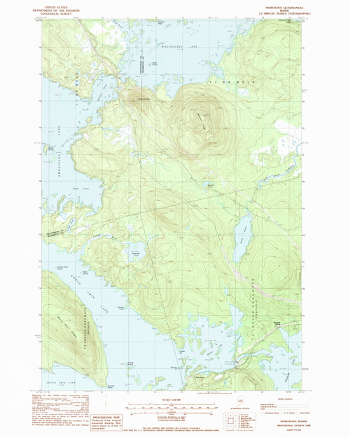 Norcross, Maine 1988 () USGS Old Topo Map Reprint 7x7 ME Quad 102817