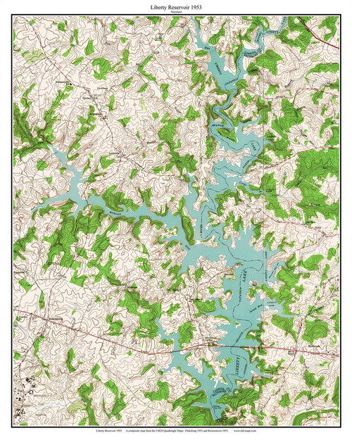 Liberty Reservoir 1953 - Custom USGS Old Topo Map - Maryland