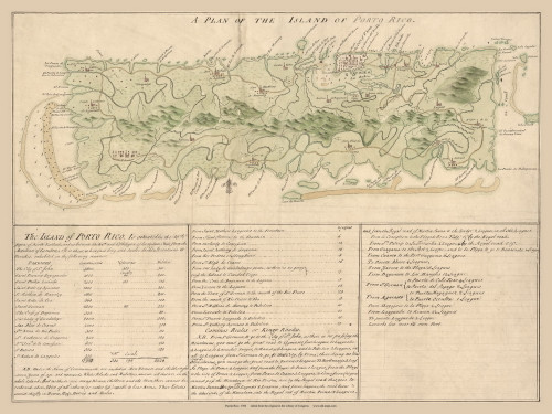 Puerto Rico 1760  - Old State Map Reprint