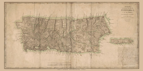 Puerto Rico 1791  - Old State Map Reprint