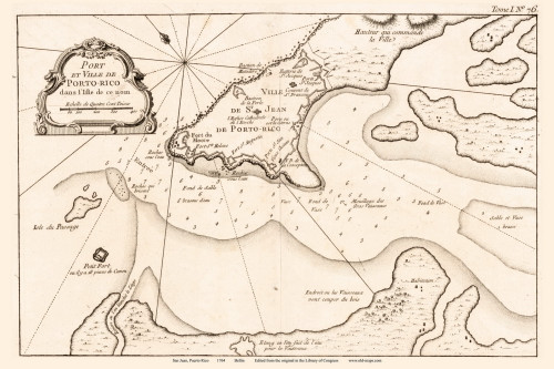 San Juan 1764  - Old Map Reprint - Puerto Rico Cities