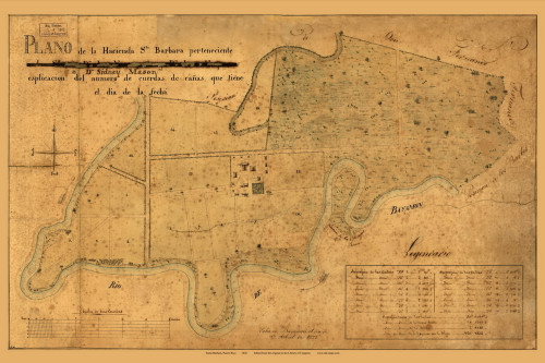 Santa Barbara 1828  - Old Map Reprint - Puerto Rico Cities