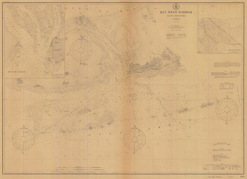 Key West Harbor and Approaches 1852B - Old Map Nautical Chart AC Harbors 469 - Florida (East Coast)